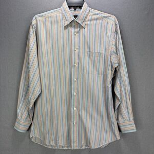 Robert Talbott Estate Shirt Men's L  Button Up Multicolor Pastel Stripe Preppy